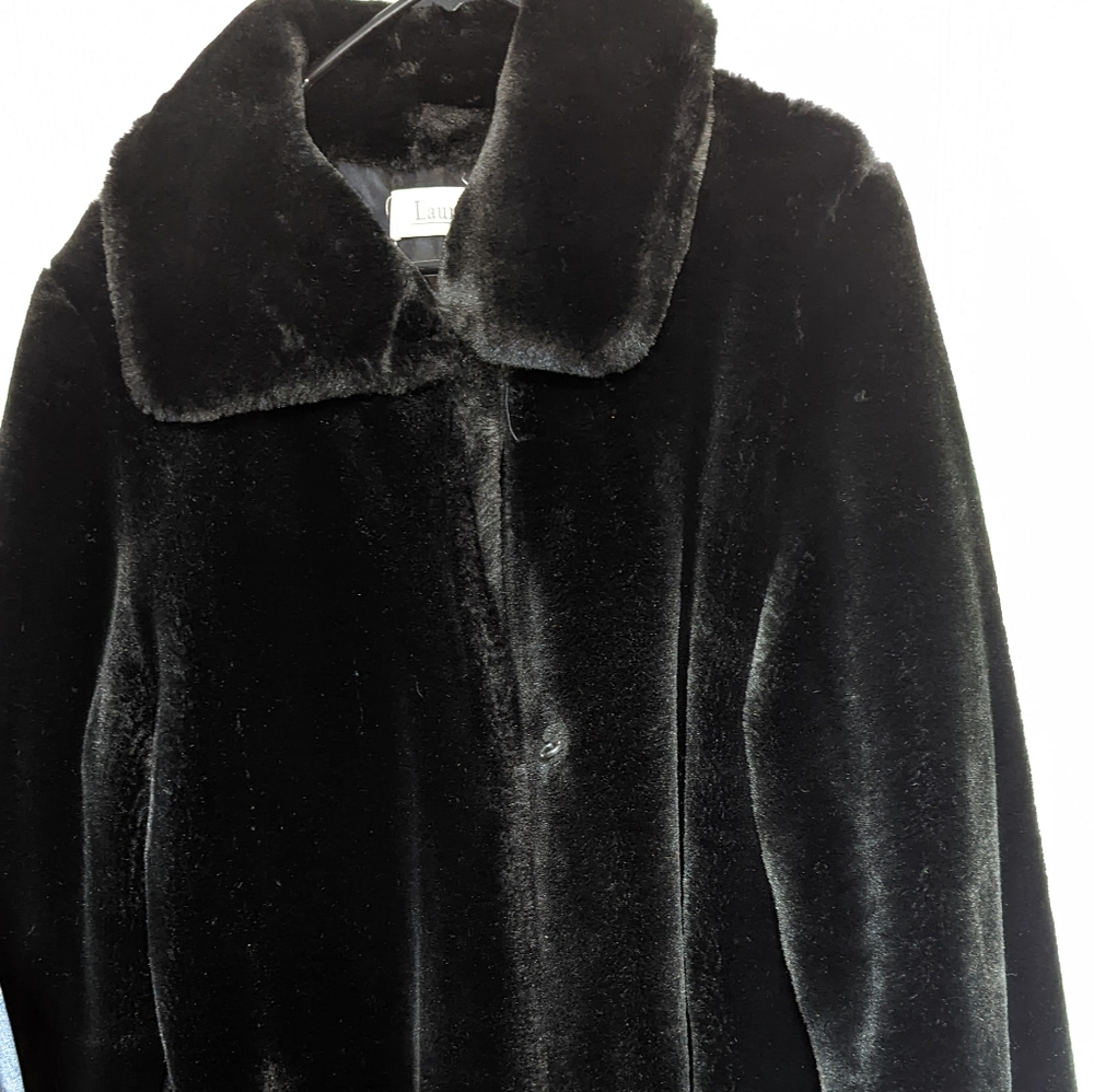 Faux fur black trench
